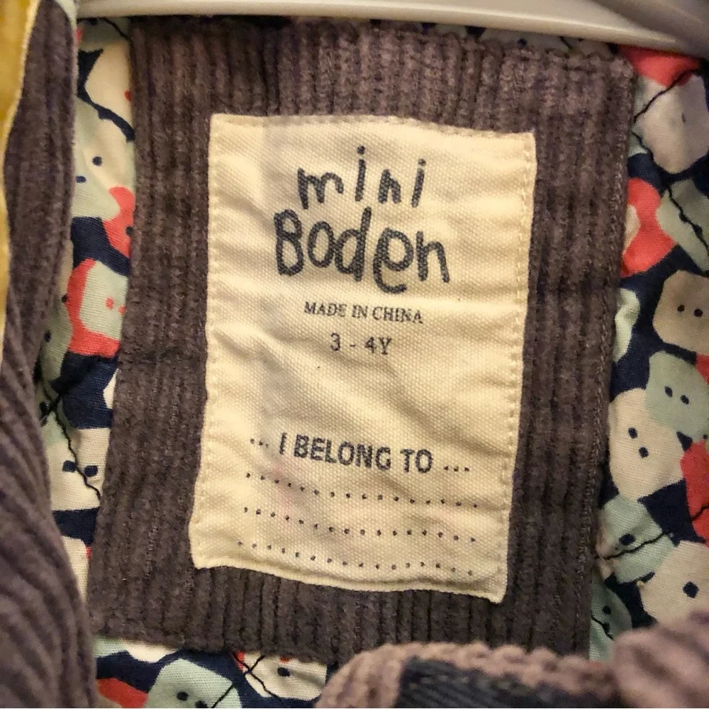 Mini Boden Corduroy‎ Flower Button Jacket Purple 3-4Y